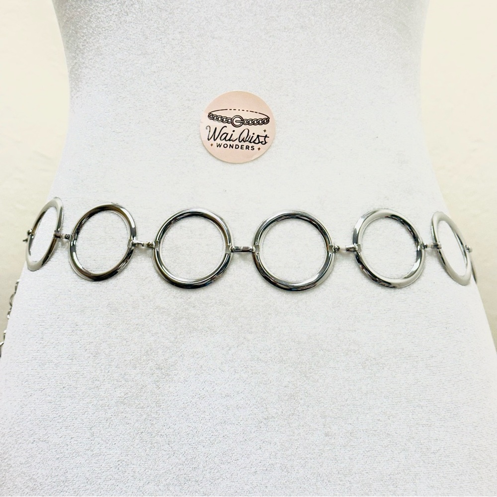 Silver circle waist chain belt with a touch of retro glamour accessories